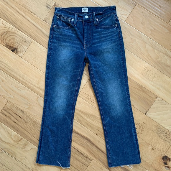 J. Crew Billie Jeans Demi Boot Crop Raw Hem High Rise Stretch Denim Straight 27 - Picture 2 of 11